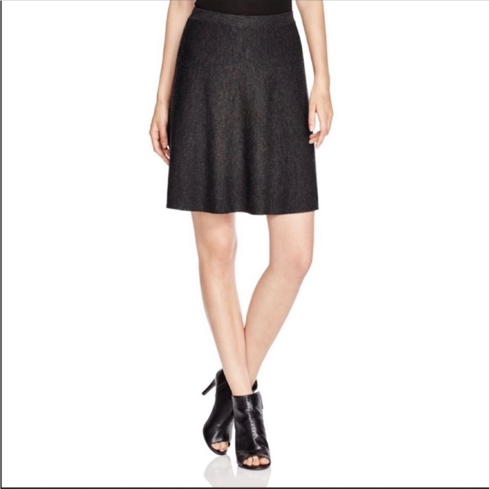 Eileen Fisher Charcoal Grey Merino Wool A-line Skirt
